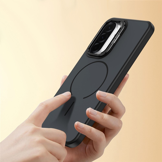 Bőrérzetű tok MagSafe állvánnyal Samsung Galaxy A57 5G készülékhez, fekete