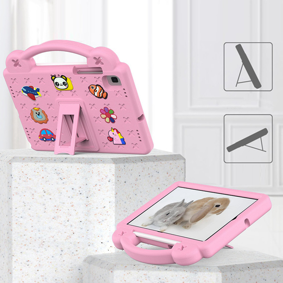 Gyermek tok Samsung Galaxy Tab S6 Lite 10.4 2020/2022 / Tab A7 2020 T500 / T505 / Tab S6 T860/T865, Cute Patterns, állvánnyal, rózsaszín