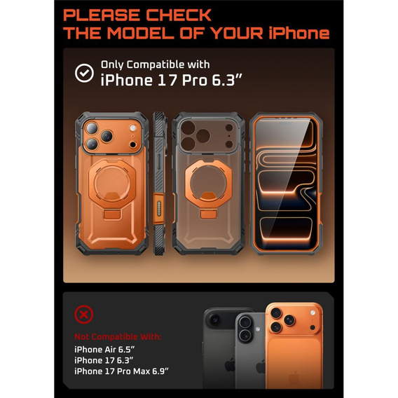 Supcase Unicorn Beetle Grip Pro Mag páncélozott tok iPhone 17 Pro készülékhez