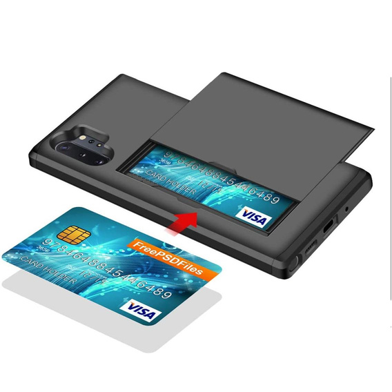 Telefontok a Samsung Galaxy Note 10+ Plus, Sliding Card Holder, fekete