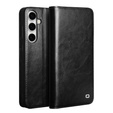 Flip tok Samsung Galaxy S25 FE, QIALINO Leather Wallet, fekete