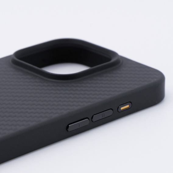 Tok iPhone 15 Pro, Aramid Fiber Cover, fekete