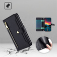 Pattintható tok a Realme 14 Pro+ 5G, Wallet Zipper Pocket, fekete