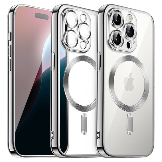 Tok iPhone 16 Pro-hoz, Electro MagSafe, ezüst + üveg a képernyőhöz