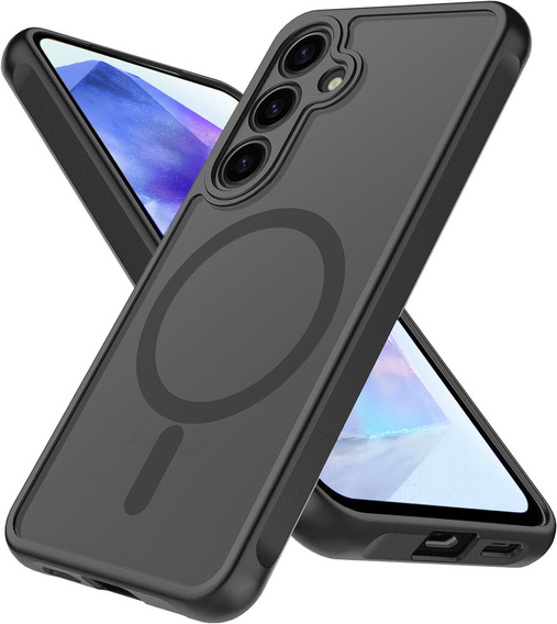 Tok Samsung Galaxy A55-hoz, MagSafe, ERBORD Matt Case, fekete + képernyőüveg