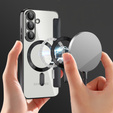 Pattintható tok a Samsung Galaxy S25, RFID Rhombus Wallet MagSafe CamShield, fekete