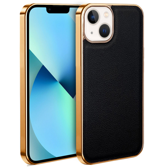 Telefontok a iPhone 13, Cowhide Leather, fekete