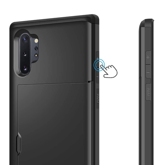 Telefontok a Samsung Galaxy Note 10+ Plus, Sliding Card Holder, fekete