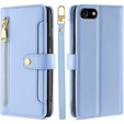 Pattintható tok a iPhone 16E, Wallet Zipper Pocket, kék