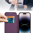 Pattintható tok a iPhone 14 Pro Max, RFID Wallet MagSafe CamShield, lila