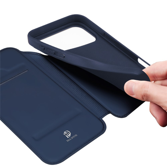 Dux Ducis tok iPhone 17 Pro, Skin Pro, pánttal, kártyafoglalattal, tengerészkék színben