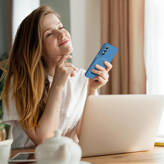 Szilikon tok Samsung Galaxy A17 5G, MagSafe-hoz, kék