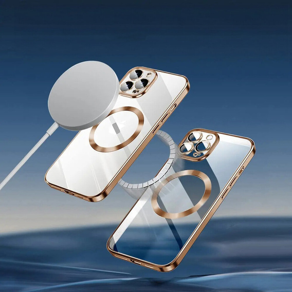 Tok iPhone 13 Pro Max-hoz, Electro MagSafe, arany + üveg a képernyőhöz