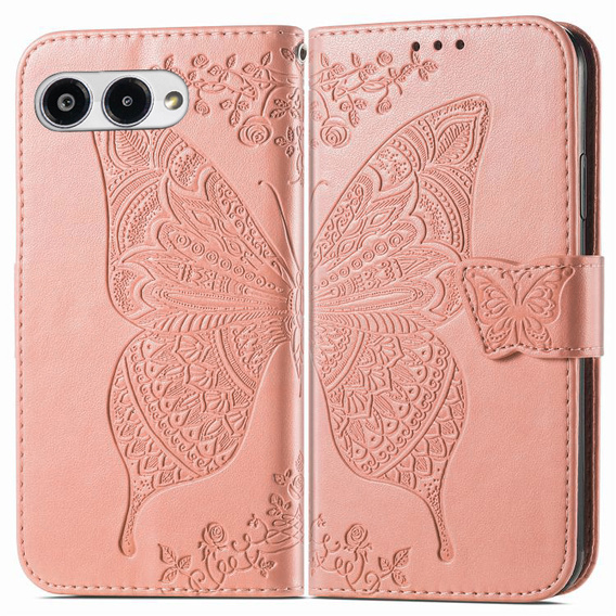 Pattintható tok a T Phone 3 5G, Butterfly, rózsaszín rose gold