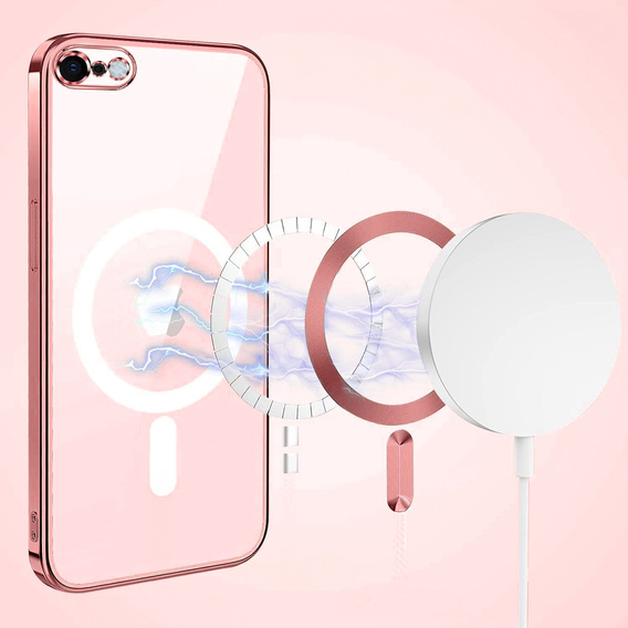 Tok iPhone 7 / 8-hoz, Electro MagSafe, rózsaszín + üveg a képernyőhöz