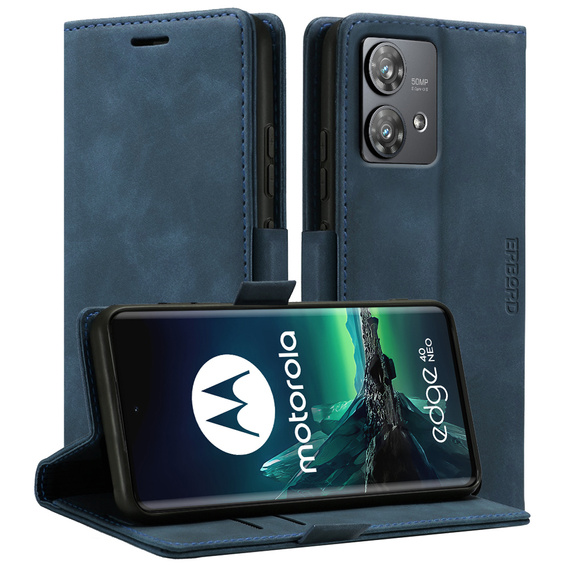 Telefontok a Motorola Edge 40 Neo, ERBORD Vintage, pénztárca patenttal, kék