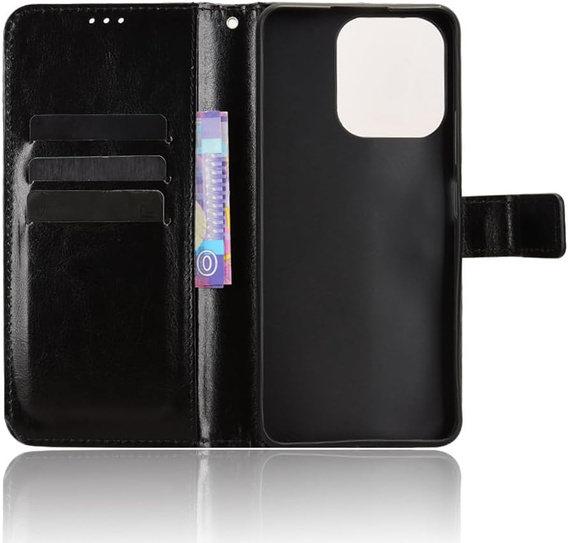 Pattintható tok a Realme Note 70T 4G, Crazy Horse Wallet, fekete