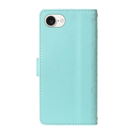 Flap tok iPhone 16E, Rhombus Crossbody Leather, zöld
