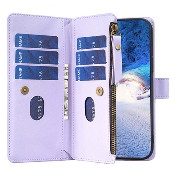Pattintható tok a Xiaomi Redmi 13C / Poco C65, Wallet Zipper Pocket, fekete