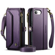 Tok CASEME iPhone16e, RFID Leather Wallet, vállpánttal, lila