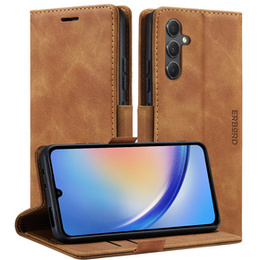 Telefontok a Samsung Galaxy A34 5G, ERBORD Vintage, pénztárca patenttal, barna