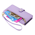 Pattintható tok a Samsung Galaxy S25, Wallet Zipper Pocket, lila