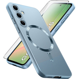 Tok Samsung Galaxy A56, ColorMag, MagSafe-hoz, kék + 9H edzett üveg