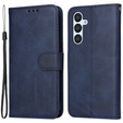 Pattintható tok a Samsung Galaxy A34 5G, Leather Wallet, sötétkék