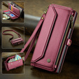 Tok CASEME Samsung Galaxy S25 Ultra, RFID Leather Wallet, vállpánttal, piros