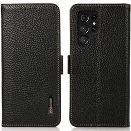 KHAZNEH RFID tok Samsung Galaxy S23 Ultra, Litchi textúra, fekete