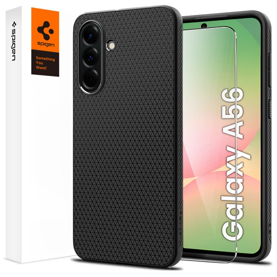 A Spigen tok Samsung Galaxy A56 5G, Liquid Air, fekete + 9H edzett üveghez