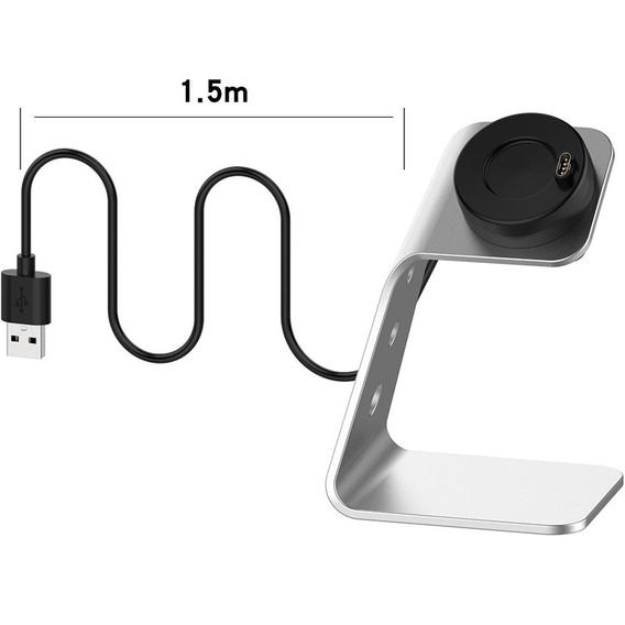 Alumínium USB dokkolóállomás a Garmin Fenix 7/7S/7X/6/6X/6S/6S készülékhez, ezüst színű