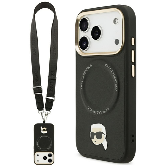 Karl Lagerfeld Big Strap Karl fém logós MagSafe tok iPhone 17 Pro készülékhez
