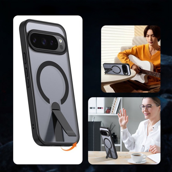 Fusion hibrid tok Google Pixel 10 Pro XL készülékhez, MagSafe, állvánnyal, fekete
