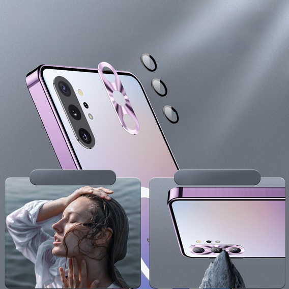 Kameravédő tok Samsung Galaxy Note 10+ Plus, CamShield MagSafe, átlátszó / lila