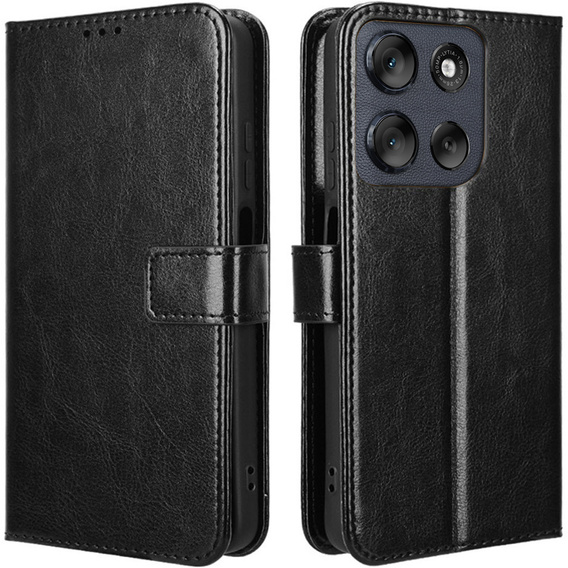 Pattintható tok a Motorola Moto G56 5G, Crazy Horse Wallet, fekete