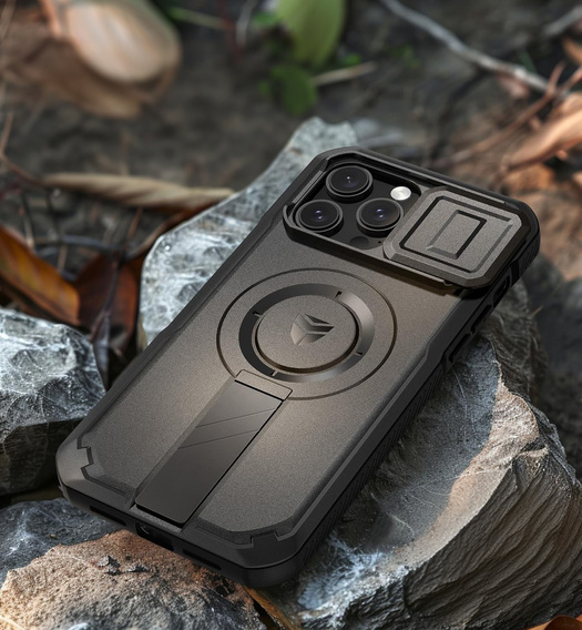 Páncélozott tok iPhone 14 Pro Max készülékhez, Dexnor CamProtect MagSafe, fekete (Két keret)