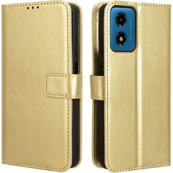 Pattintható tok a Motorola Moto E14, Crazy Horse Wallet, arany