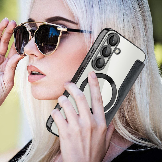 Pattintható tok a Samsung Galaxy A56, RFID Wallet MagSafe CamShield, fekete