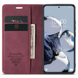 CASEME tok Xiaomi 12T / 12T Pro, Leather Wallet Case, piros