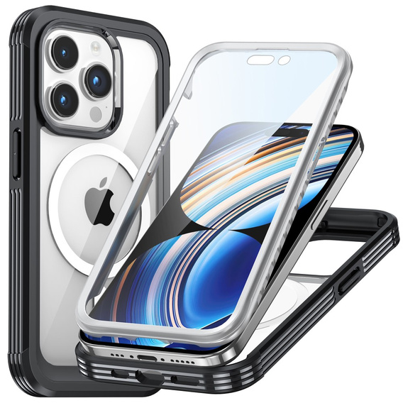 Tok iPhone 15 Pro, páncélozott teljes védelem 360° MagSafe, képernyőüveg, fekete