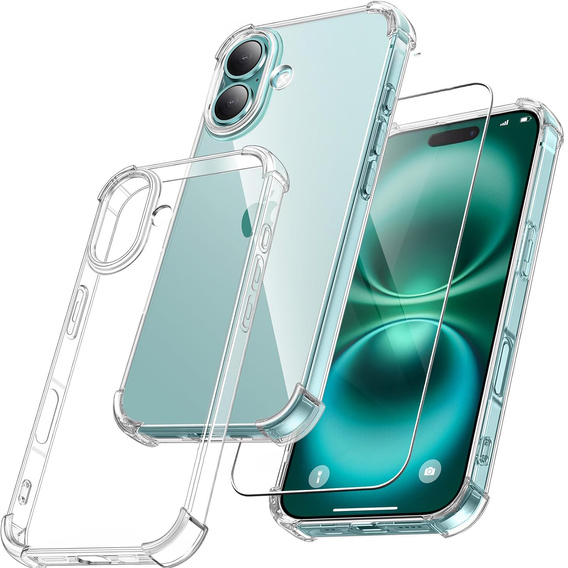 Tok a iPhone 16, Erbord Dropproof, átlátszó + Glass