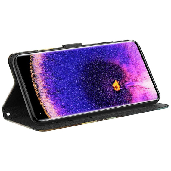 Pattintható tok a Oppo A17, Wallet, Cat & Tiger