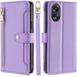 Pattintható tok a Oppo A38 / A18 4G, Wallet Zipper Pocket, lila