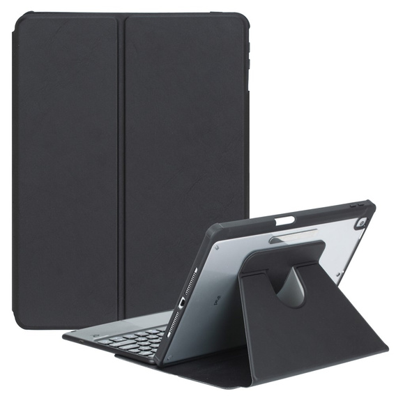 Billentyűzet tok iPad 11" 2025 A16 (11 gen.) / iPad 10.9" 2022 (10 gen.), Rotary 360° Leather, fekete