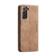 CASEME tok Samsung Galaxy S21 FE, Leather Wallet Case, barna