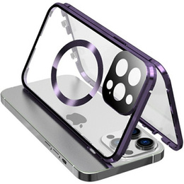 Magnetic Dual Glass MagSafe tok iPhone 15 Pro, lila