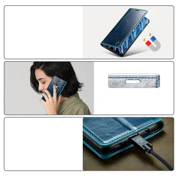 CASEME flip tok Samsung Galaxy S9+ Plus, Waxy Textured, kék