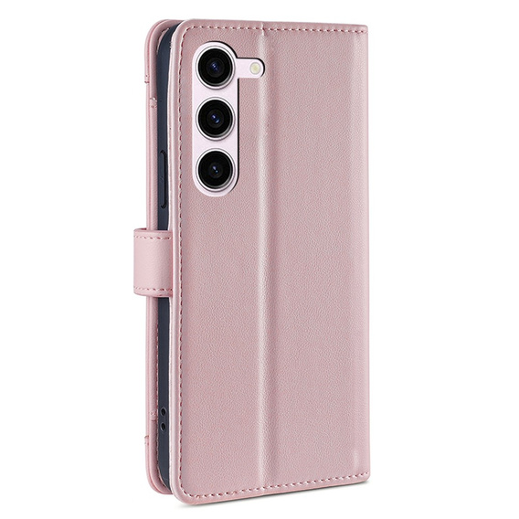 Pattintható tok a Samsung Galaxy S23, Wallet Zipper Pocket, rózsaszín