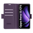 Tok Oppo Reno 13F / Oppo Reno 13FS, ERBORD Glossy Litchi, pénztárca patenttal, lila